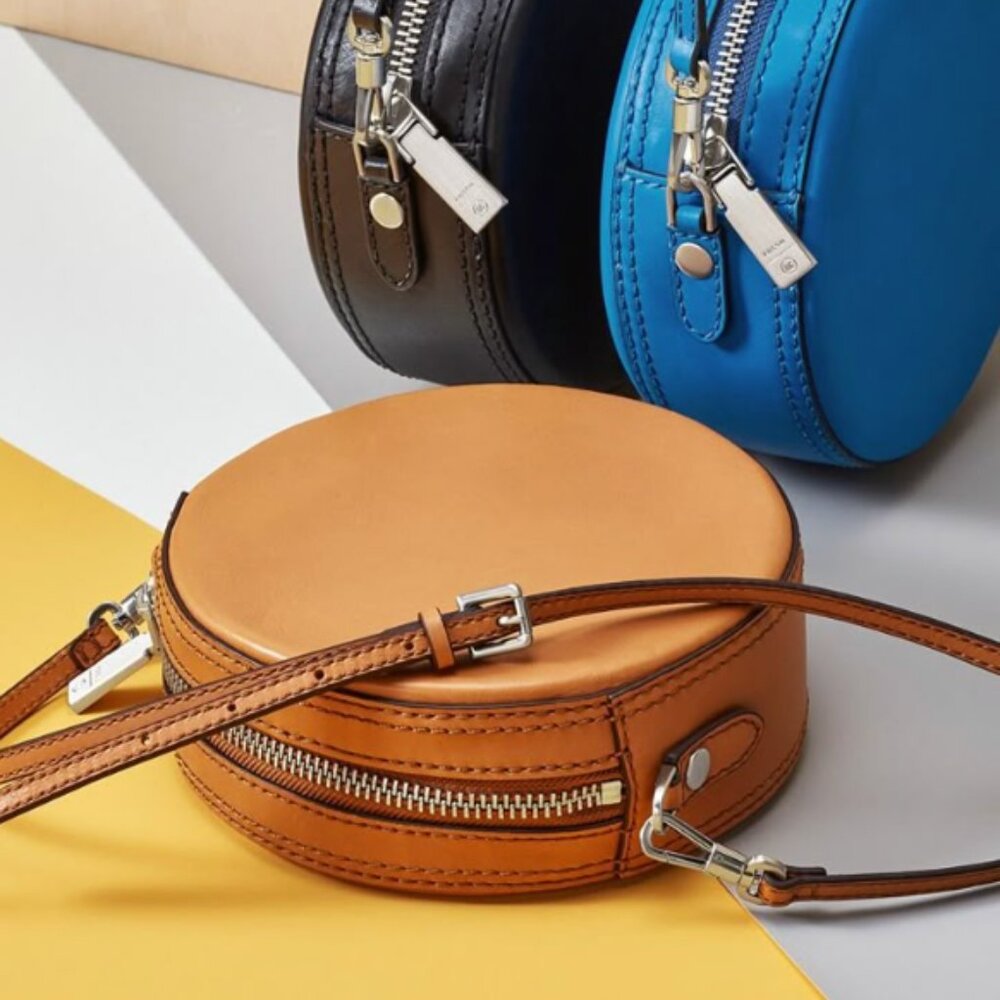 Fossil × Opening Ceremony Round Crossbody Bag in Tan/Cognac